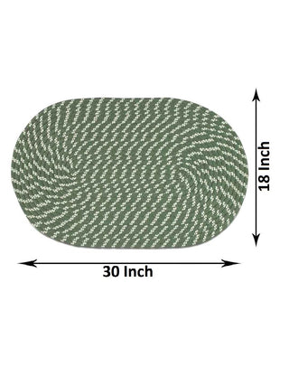 FABINALIV Green Abstract Cotton Blend Bath Mat (75X45 cm)