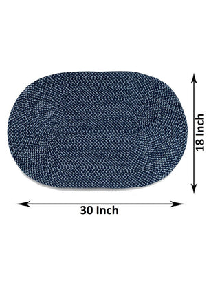 FABINALIV Blue Abstract Cotton Blend Bath Mat (75X45 cm)