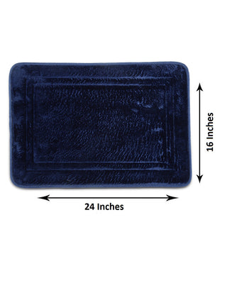 FABINALIV Blue Geometric Polyester Bath Mat (60X40 cm)