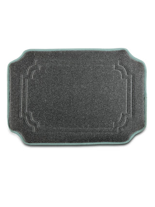 FABINALIV Turquoise Geometric Polyester Bath Mat (60X40 cm)