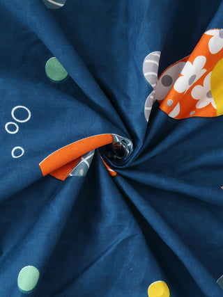 FABINALIV Multicolor Cartoon Print 300 TC Cotton Blend King Size Double Bedsheet with 2 Pillow Covers (250X225 cm)
