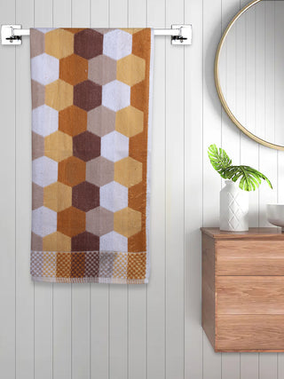 FABINALIV Unisex Multicolor Geometric 300 GSM Cotton Bath Towel (145X70 cm)