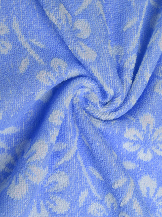 FABINALIV Unisex Blue Floral 300 GSM Cotton Bath Towel (145X70 cm)