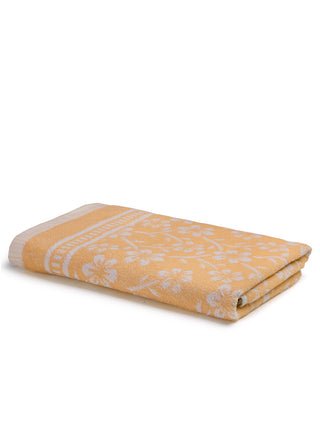 FABINALIV Unisex Yellow Floral 300 GSM Cotton Bath Towel (145X70 cm)