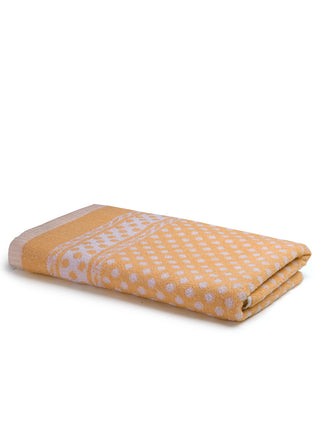 FABINALIV Unisex Yellow Polka Dot 300 GSM Cotton Bath Towel (145X70 cm)