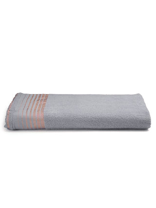 FABINALIV Unisex Grey Solid 300 GSM Cotton Bath Towel (140X70 cm)