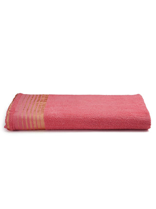 FABINALIV Unisex Pink Solid 300 GSM Cotton Bath Towel (140X70 cm)