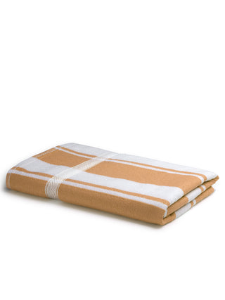 FABINALIV Unisex Mustard Striped 300 GSM Cotton Bath Towel (140X70 cm)