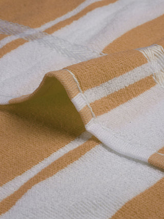FABINALIV Unisex Mustard Striped 300 GSM Cotton Bath Towel (140X70 cm)