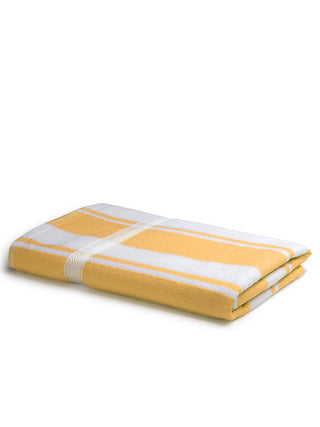 FABINALIV Unisex Yellow Striped 300 GSM Cotton Bath Towel (140X70 cm)