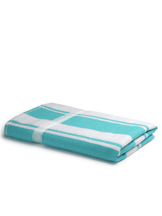 FABINALIV Unisex Turquoise Striped 300 GSM Cotton Bath Towel (140X70 cm)