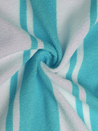 FABINALIV Unisex Turquoise Striped 300 GSM Cotton Bath Towel (140X70 cm)