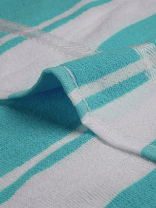 FABINALIV Unisex Turquoise Striped 300 GSM Cotton Bath Towel (140X70 cm)
