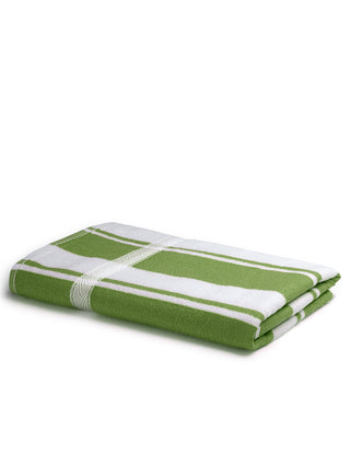 FABINALIV Unisex Green Striped 300 GSM Cotton Bath Towel (140X70 cm)