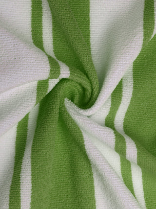 FABINALIV Unisex Green Striped 300 GSM Cotton Bath Towel (140X70 cm)