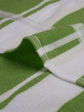 FABINALIV Unisex Green Striped 300 GSM Cotton Bath Towel (140X70 cm)