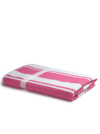 FABINALIV Unisex Pink Striped 300 GSM Cotton Bath Towel (140X70 cm)