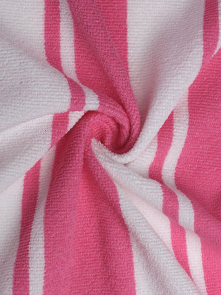 FABINALIV Unisex Pink Striped 300 GSM Cotton Bath Towel (140X70 cm)