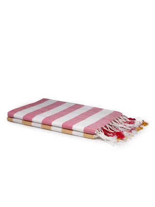 FABINALIV Unisex Set of 2 Multicolor Striped 220 GSM Cotton Bath Towel (150X75 cm)