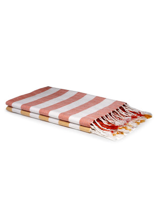 FABINALIV Unisex Set of 2 Multicolor Striped 220 GSM Cotton Bath Towel (150X75 cm)