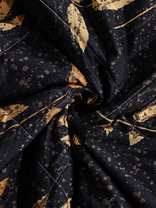 FABINALIV Black Floral 350 GSM Micro Fiber Filling Double Bed Comforter