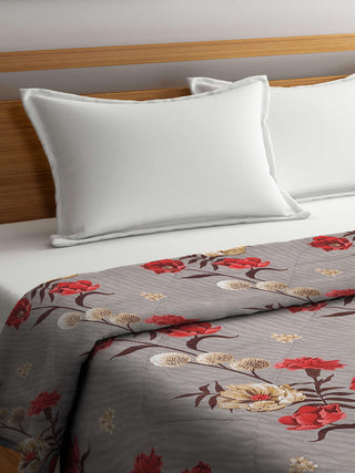 FABINALIV Beige Floral 350 GSM Micro Fiber Filling Double Bed Comforter