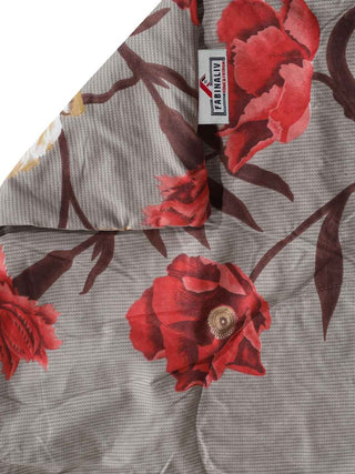 FABINALIV Beige Floral 350 GSM Micro Fiber Filling Double Bed Comforter