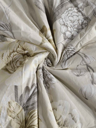 FABINALIV Cream Floral 350 GSM Micro Fiber Filling Double Bed Comforter