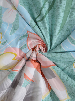 FABINALIV Green Floral 350 GSM Micro Fiber Filling Double Bed Comforter