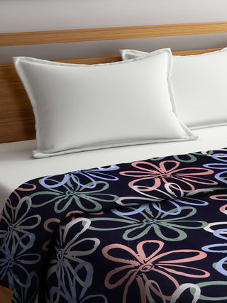 FABINALIV Blue Floral 350 GSM Micro Fiber Filling Double Bed Comforter