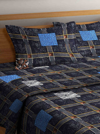 FABINALIV Black Geometric 350 GSM Micro Fiber Filling Comforter Bedding Set