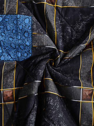 FABINALIV Black Geometric 350 GSM Micro Fiber Filling Comforter Bedding Set