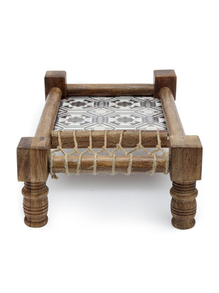 FABINALIV Multicolor Geometric Wooden Cot Serving Tray
