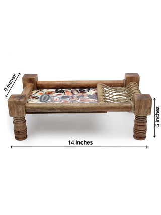 FABINALIV Multicolor Abstract Wooden Cot Serving Tray