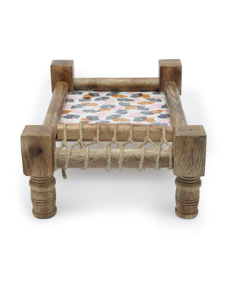 FABINALIV Multicolor Abstract Wooden Cot Serving Tray