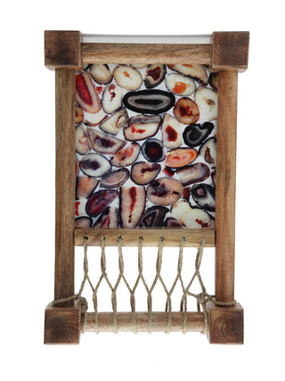 FABINALIV Multicolor Abstract Wooden Cot Serving Tray