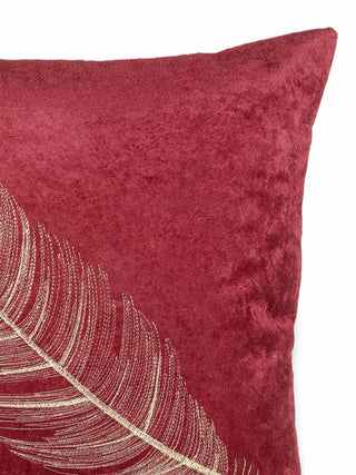 FABINALIV Set of 5 Maroon Floral Cotton Blend Square Cushion Covers (40X40 cm)