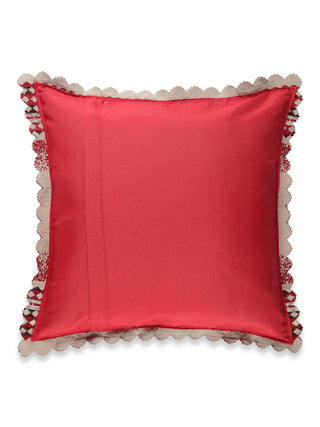 FABINALIV Set of 5 Maroon Striped Cotton Blend Square Cushion Covers (40X40 cm)