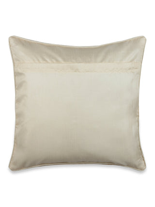 FABINALIV Set of 5 Beige Floral Cotton Blend Square Cushion Covers (40X40 cm)