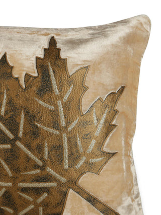 FABINALIV Set of 5 Beige Floral Cotton Blend Square Cushion Covers (40X40 cm)