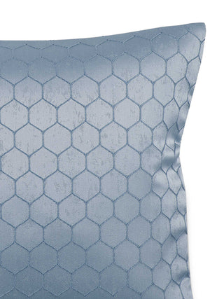 FABINALIV Set of 5 Blue Geometric Cotton Blend Square Cushion Covers (40X40 cm)