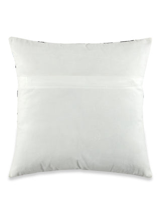 FABINALIV Set of 5 White Geometric Cotton Blend Square Cushion Covers (40X40 cm)