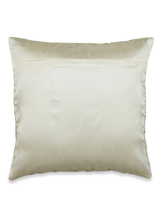FABINALIV Set of 5 Off White Geometric Cotton Blend Square Cushion Covers (40X40 cm)