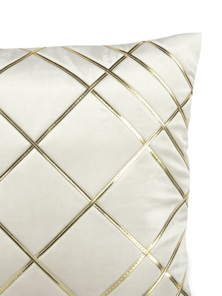 FABINALIV Set of 5 Off White Geometric Cotton Blend Square Cushion Covers (40X40 cm)