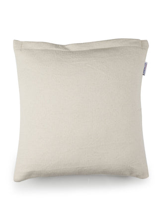 FABINALIV Set of 5 Off White 100% Cotton Embroidered Square Shape Cushion Covers (40X40 cm)