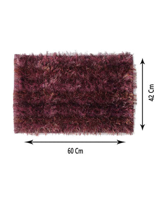 FABINALIV Set of 2 Maroon Solid Cotton Blend Door Mats (60X42 cm)