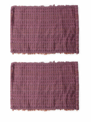 FABINALIV Set of 2 Maroon Solid Cotton Blend Door Mats (60X42 cm)