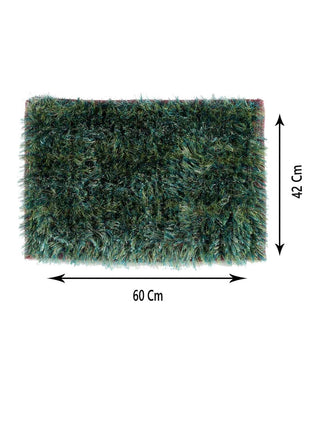 FABINALIV Set of 2 Green Solid Cotton Blend Door Mats (60X42 cm)