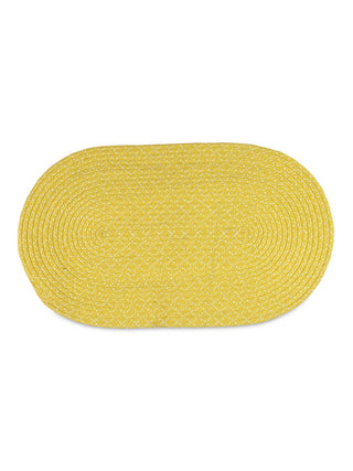 FABINALIV Yellow Abstract Cotton Blend Door Mat (75X45 cm)