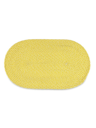 FABINALIV Yellow Abstract Cotton Blend Door Mat (75X45 cm)